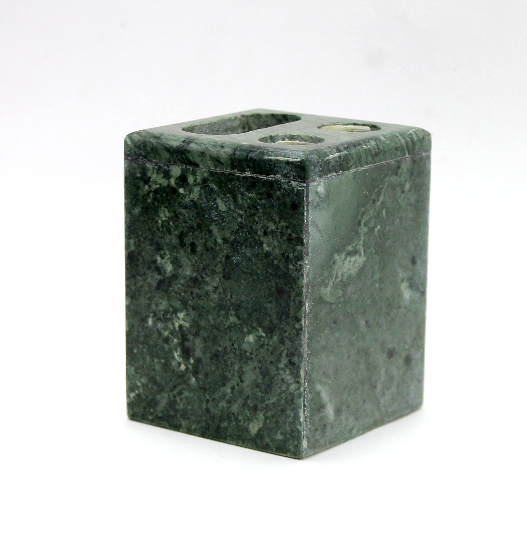 KLEO - Bathroom Accessory Set made from Natural Stone - Bath Accessories set of 4 includes Soap Dispenser, Toothbrush Holder, Tumbler and Soap Dish (Green, Grey)