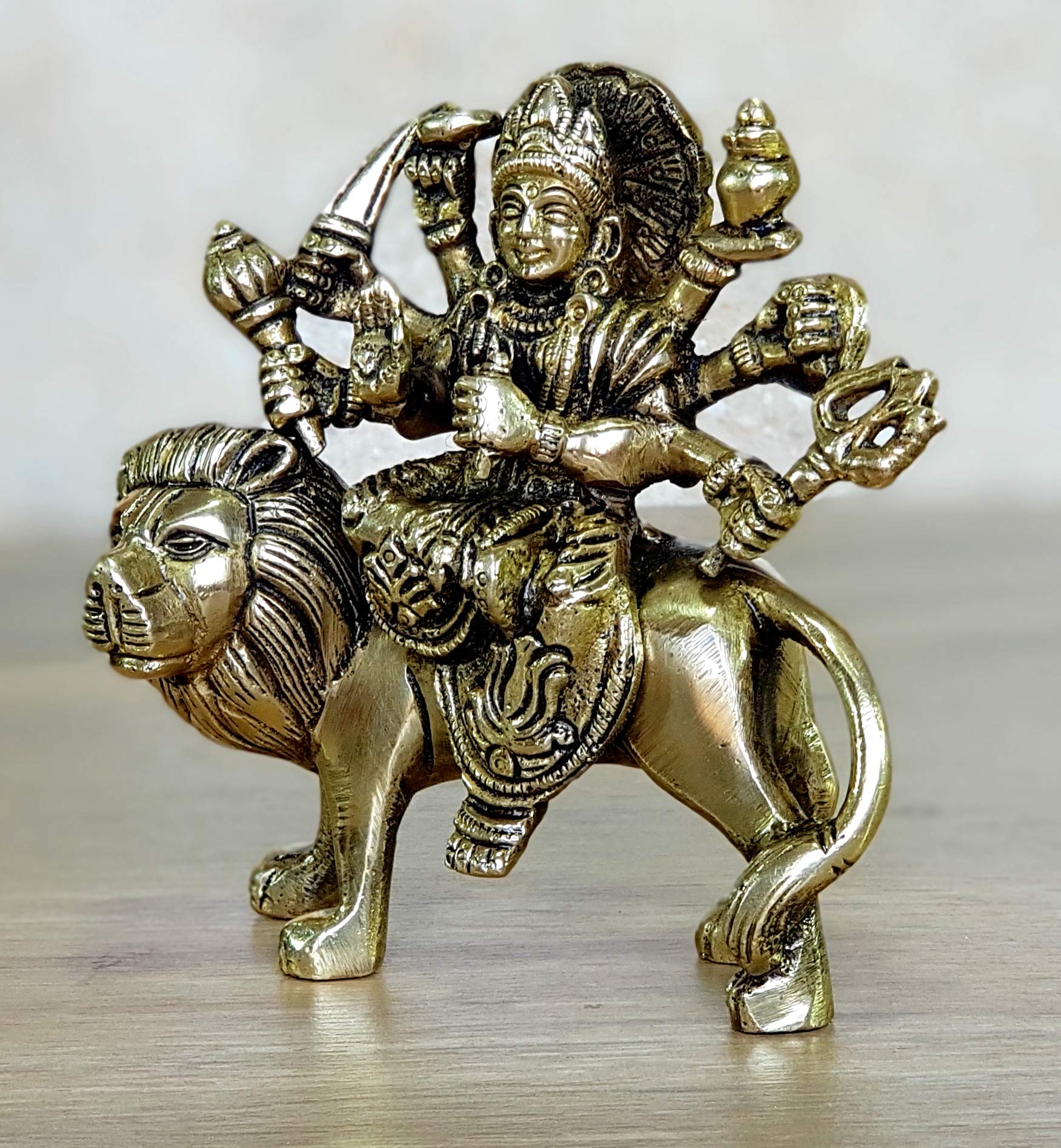 eSplanade Brass Maa Durga/MATA Rani Idol, Statue, Moorti, murti for Home Mandir and Home Decor (4.6 Inches & 6.5 Inches)