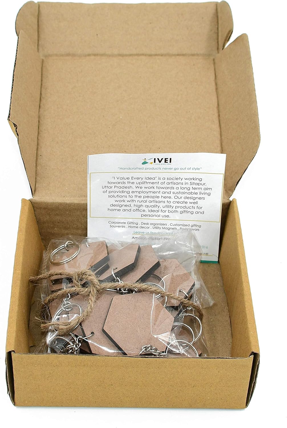 IVEI DIY MDF Key Chains Wood Sheet Craft - MDF Plain Square Shaped Key Chains for Painting Wooden Sheet Craft - Set of 20-2 in X 2 in for Decoupage MDF Plains, Resin Artwork & Decoration (Multi-shaped)