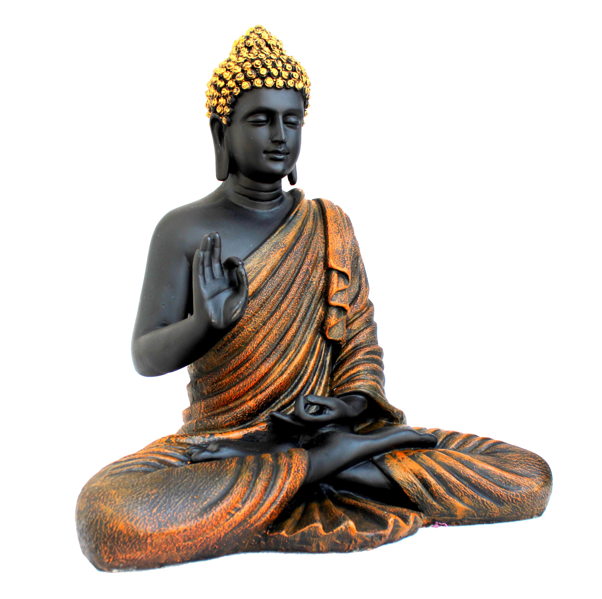 ESPLANADE Resin Meditating Buddha Showpiece | Home Decor | Idol Statue Figurine Murti | Tibetan Buddhist Statue - 14.5 Inches Height