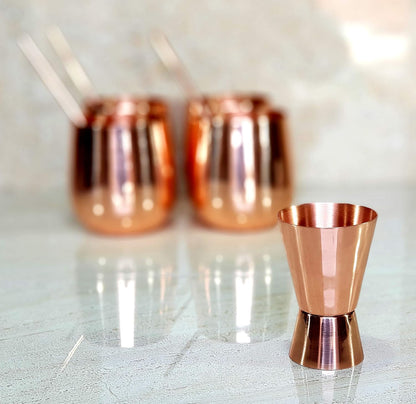 ESPLANADE Moscow Mule Cocktail Copper Mugs - Set of 4 Mugs, 4 Copper Straws, and a Peg Measurer