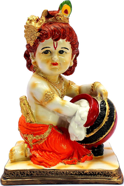 eSplanade Resin Krishna Krishan Makhan Chor Murti Idol Statue Sculpture - 8" Inches - Multicolour