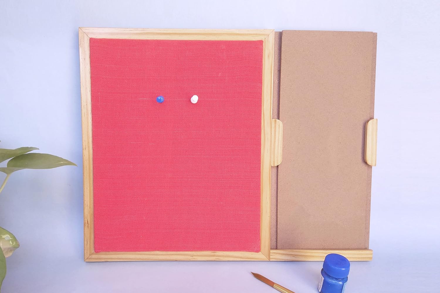 IVEI MDF Wood Rectangular Pin Board/Bulletin Board & Push Pins for Fun Learning Kids Activity, with DIY Panel, Room Decor Notice Display Board, Pink (14x11x1 in)