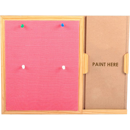IVEI MDF Wood Rectangular Pin Board/Bulletin Board & Push Pins for Fun Learning Kids Activity, with DIY Panel, Room Decor Notice Display Board, Pink (14x11x1 in)