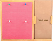 IVEI MDF Wood Rectangular Pin Board/Bulletin Board & Push Pins for Fun Learning Kids Activity, with DIY Panel, Room Decor Notice Display Board, Pink (14x11x1 in)