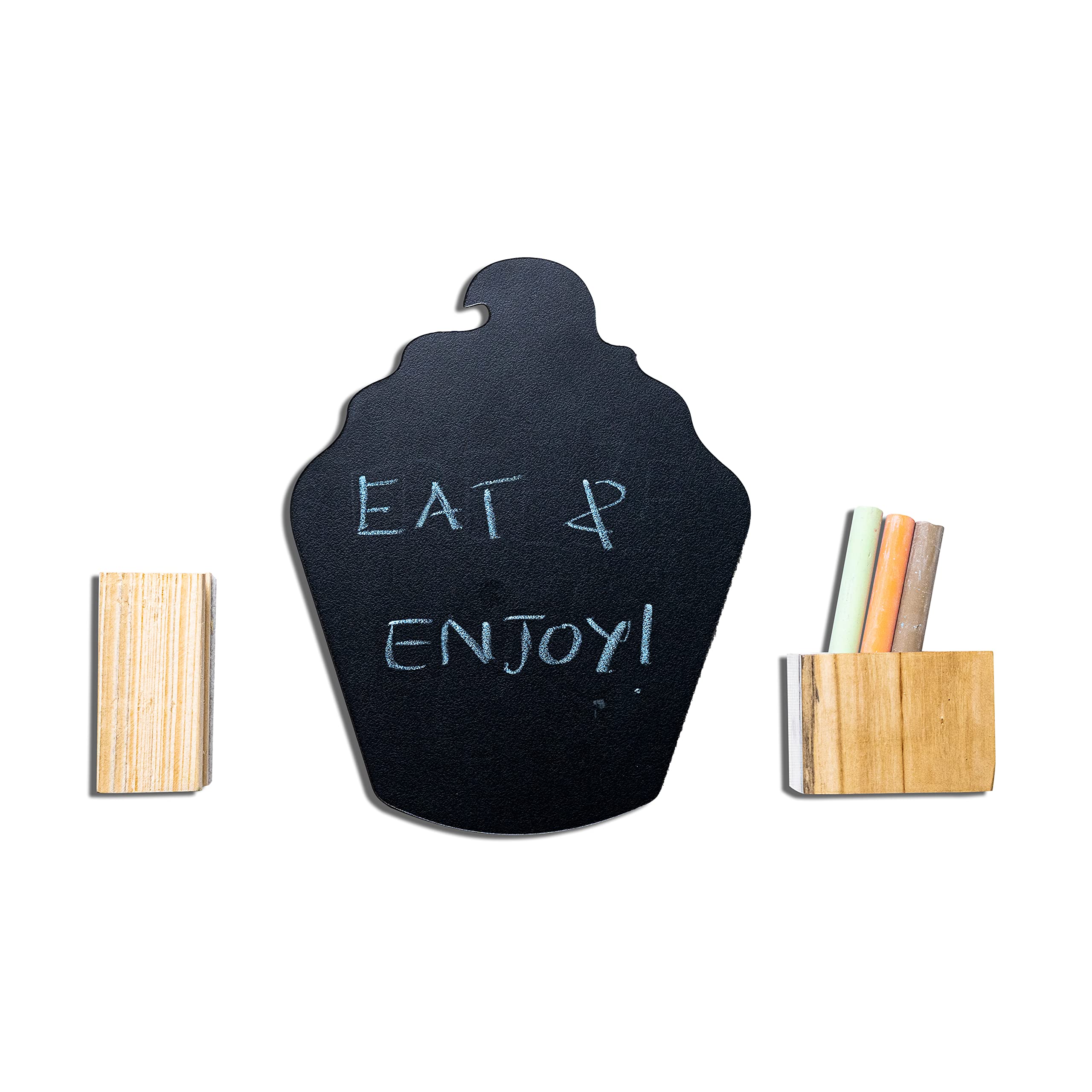 IVEI Wooden Fridge Magnet with Whiteboard/Blackboard - Decorative Refrigerator Magnets for Notes, Reminders, Shopping Lists (Medium, Cup Cake (Black Board))