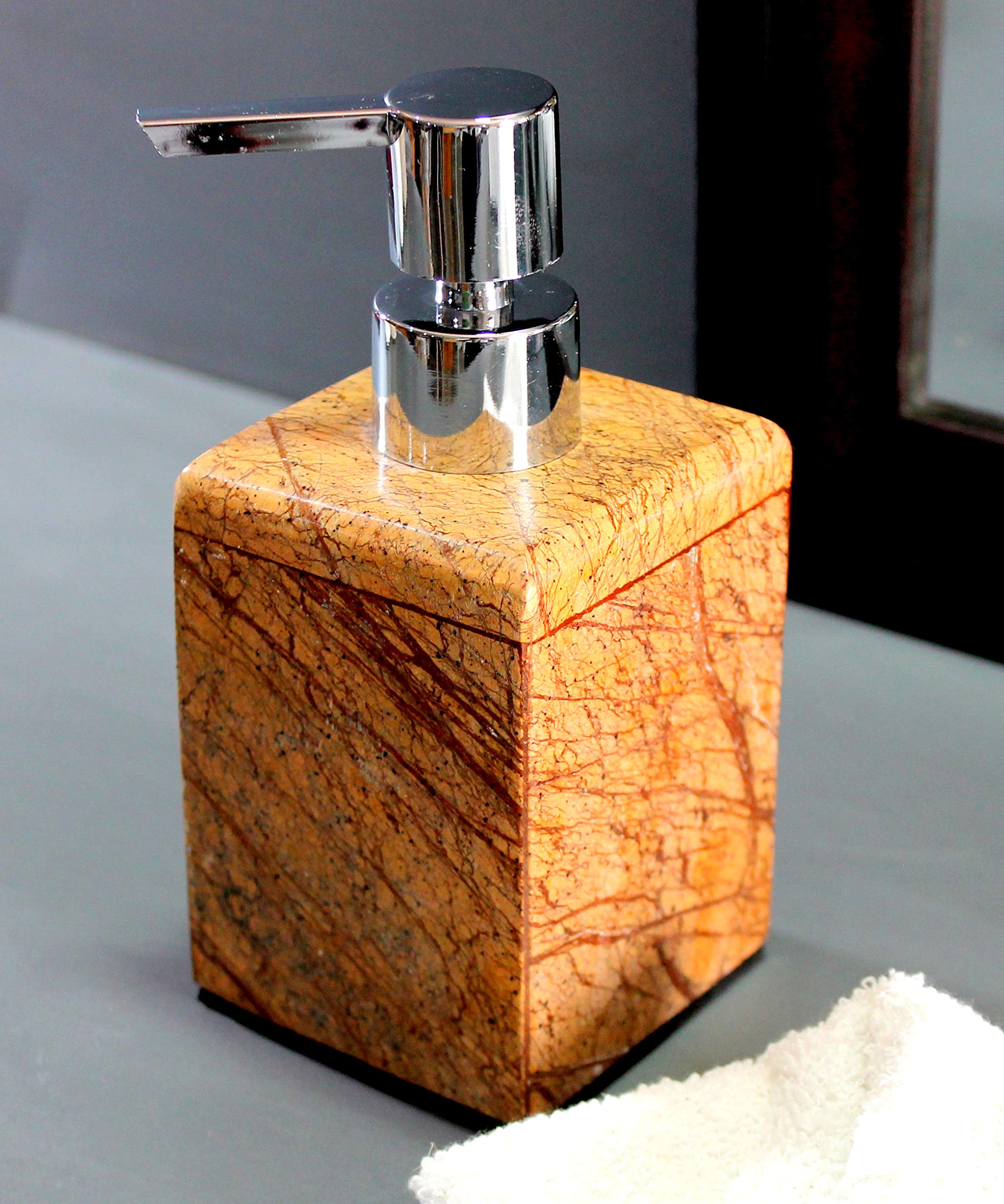 KLEO Soap/Lotion Dispenser - Made of Genuine Indian Marble - Luxury Bathroom Accessories Bath Set (Multicolour)