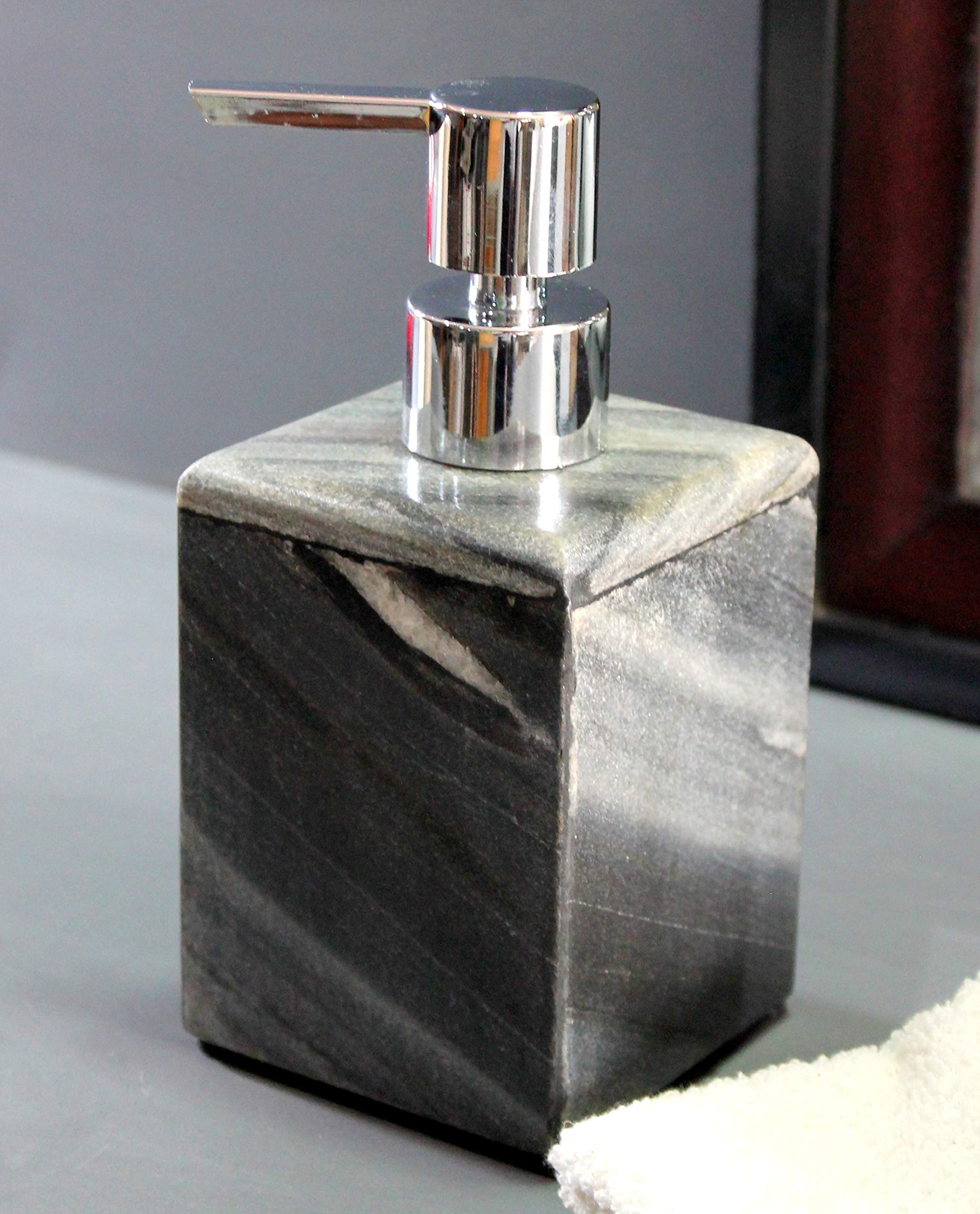 KLEO Soap/Lotion Dispenser - Made of Genuine Indian Marble - Luxury Bathroom Accessories Bath Set (Multicolour)