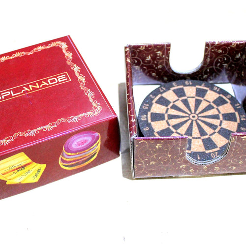 KLEO Self Absorbent Cork Coasters - Printed and Plain (Dart Board, Numbered)