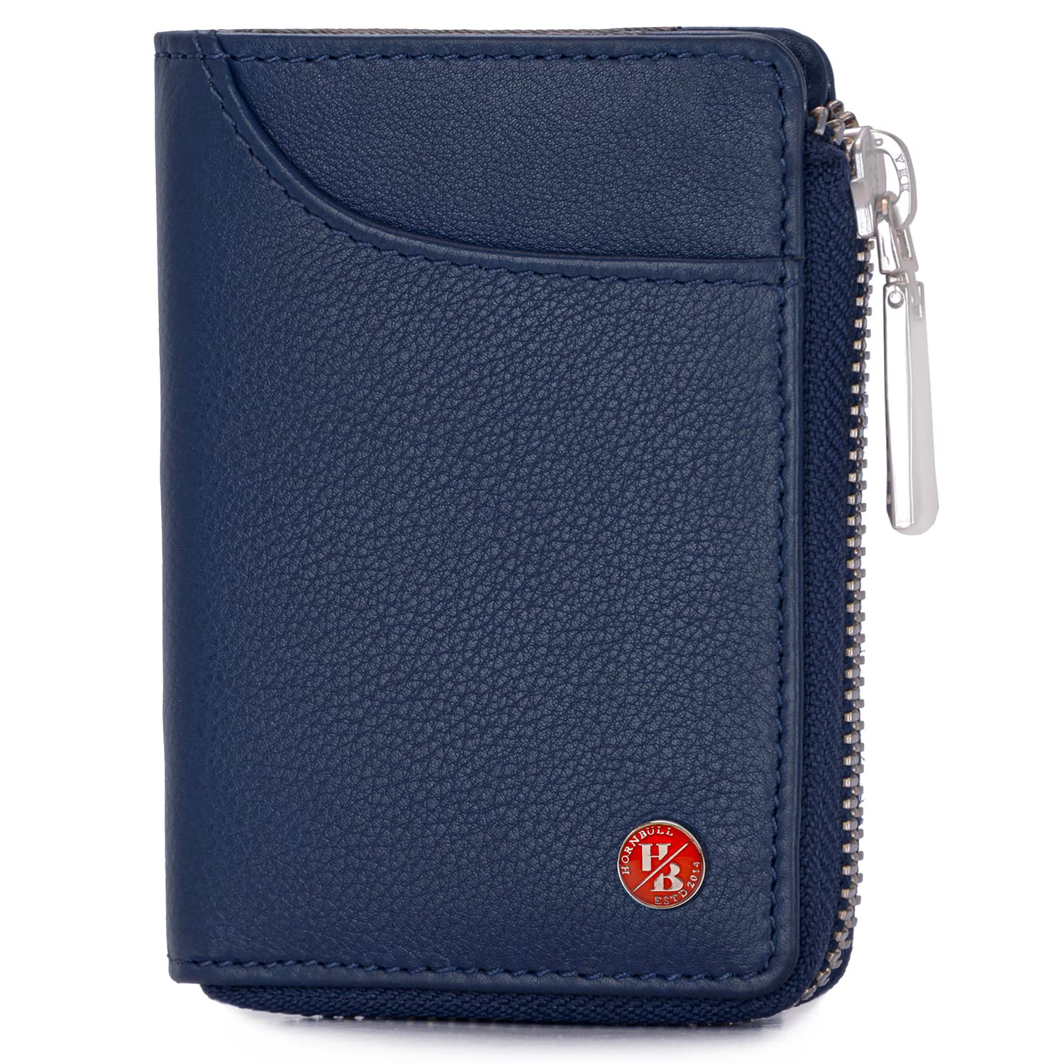 HORNBULL Steve RFID Blocking Leather Wallet for Men | Vertical Credit Debit Card Holder (Navy1)