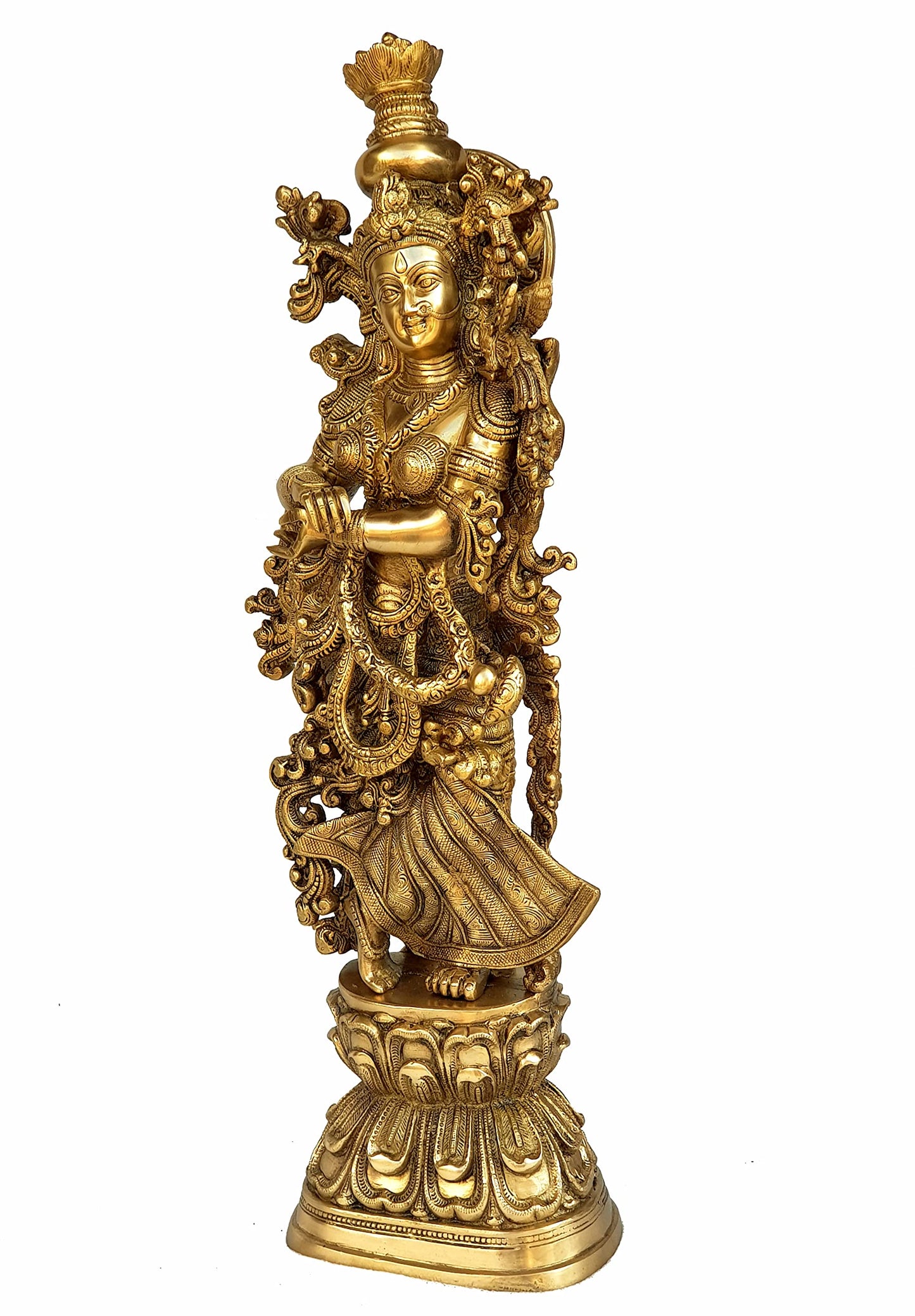 eSplanade - Brass Lord Krishna Kishan Murti Idol Statue Sculpture - 29" Inches - Very Big Size