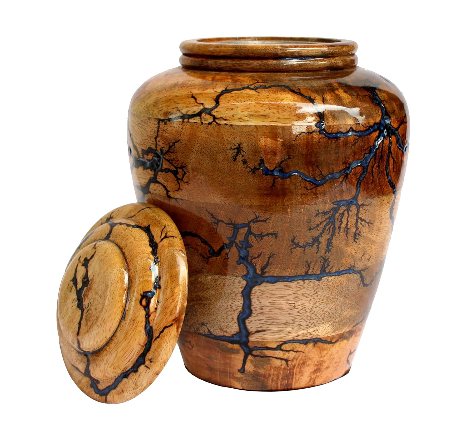 ESPLANADE Cremation Urn for Ashes & Mortal Remains, Keepsake Memorial, Handmade Beautiful Urns for Humans and Pets, Antique Cremation Urn, Container Jar Pot | Wood - 8inch (Dark Brown)