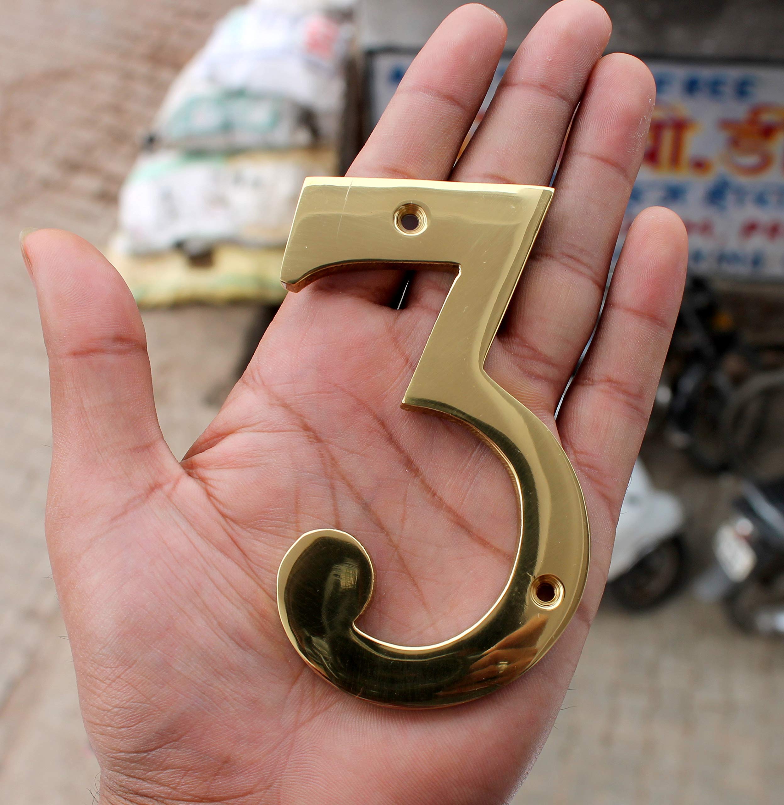 eSplanade 4" Brass House Hotel Door Number Plaque Numeric Numerical Digit 0-9