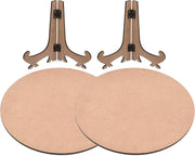 IVEI Round Plate with Foldable Stand - Set of 2 & SET of 5- MDF Plain Round Art Board with Stand for Painting Wooden Sheet Craft - for Decoupage MDF Plains, Resin Artwork & Decoration (Round)