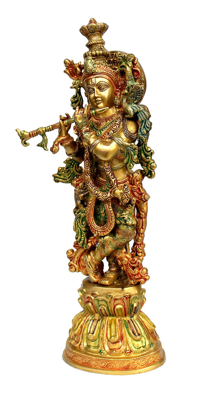 eSplanade - Brass Radha Krishna - Big Size - Brass Radha Idol Statue Sculpture (21") (Krishna Antique)