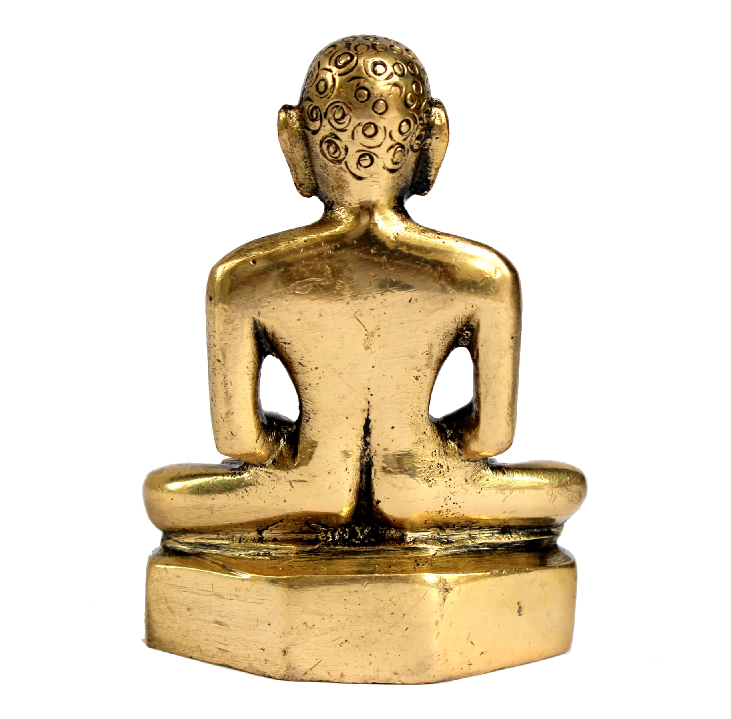 ESPLANADE Mahaveer Jain Mahavir Swami Murti Statue Idol Sculpture - Brass - 4" Inches – Golden | Vintage Statue for Home Décor & Office Décor Showpiece