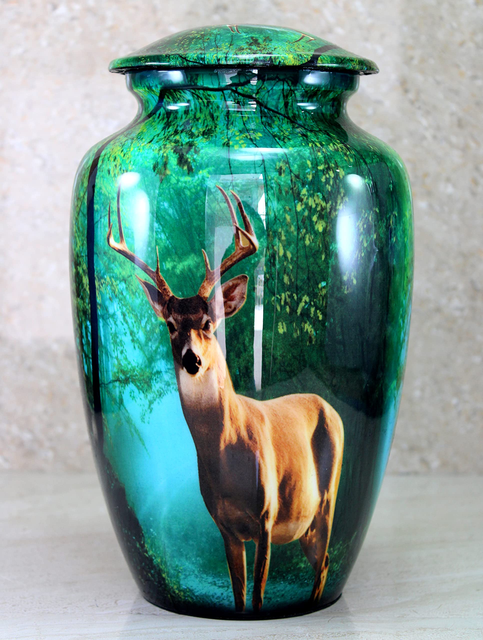 eSplanade Metal Cremation Urn Memorial Jar Pot Container | Full Size Printed Urn for Funeral Ashes Burial | Metal Urns | (Multicolor) - 10" Inches