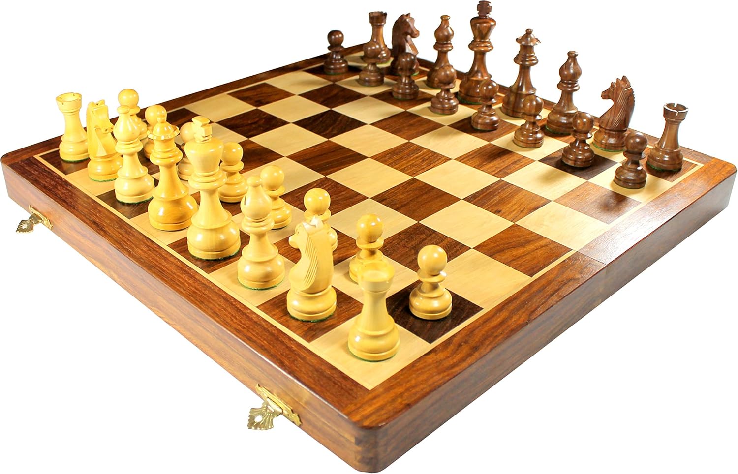 StonKraft Collectible Wooden Folding Chess Game Board Set+Wooden Crafted Pieces with Extra Queen
