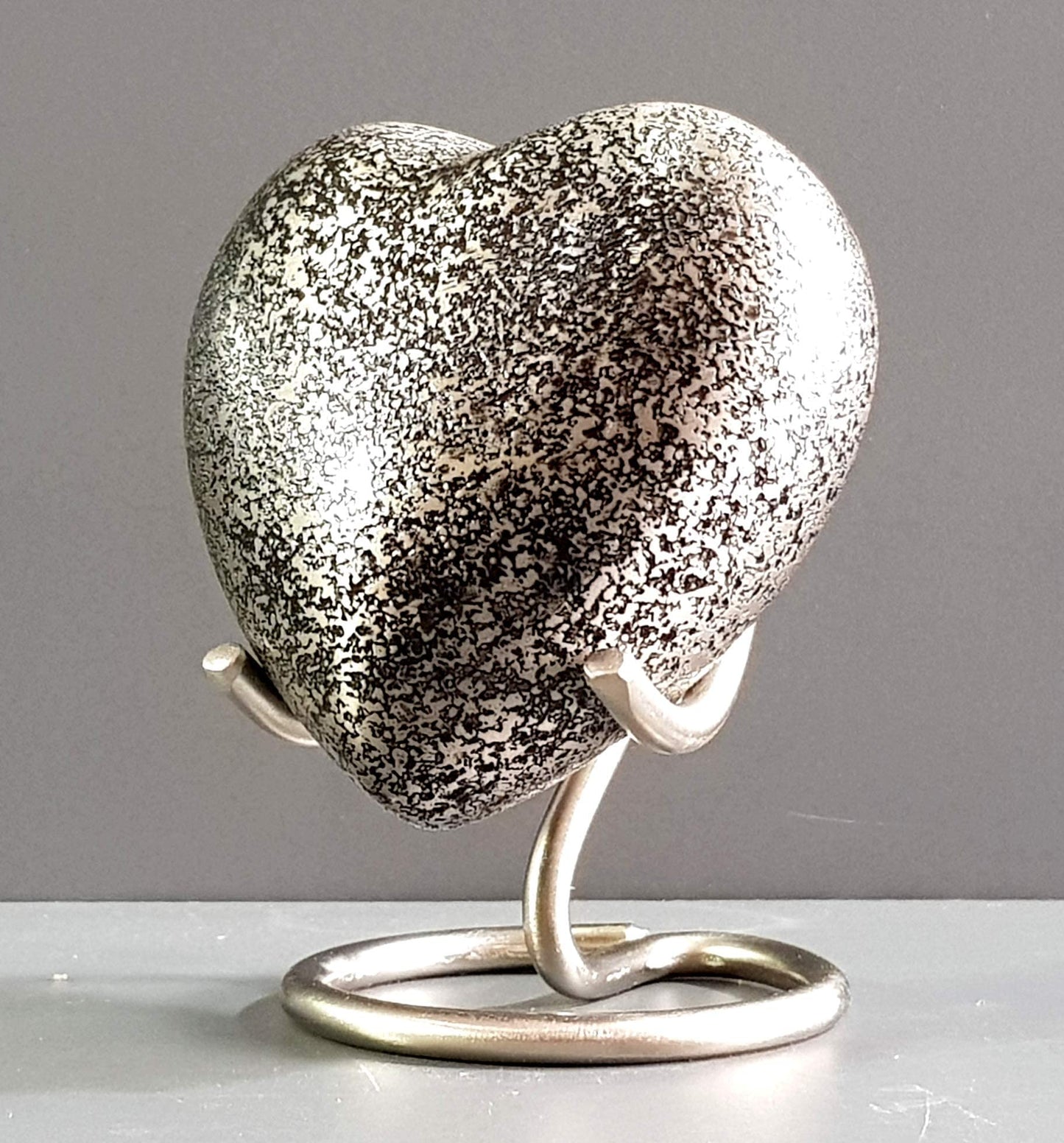 eSplanade Metal Mini Cremation Urn Heart-shaped Keepsake Memorial Jar Pot Container | Small Urn for Funeral Ashes Burial | Wave Textured Metal Keepsake with Stand | Multicolor - 2.75" Inches