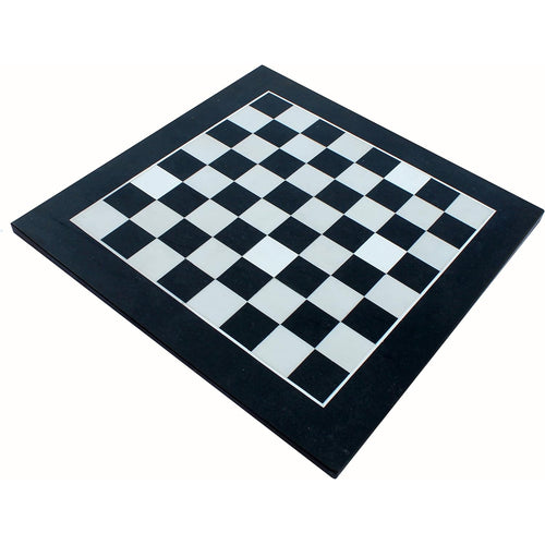 StonKraft - Collectible Black Natural Granite Stone & White Marble Chess Board without Pieces - Appropriate Wooden & Brass Chess Pieces Chessmen available separately by Brand- 12