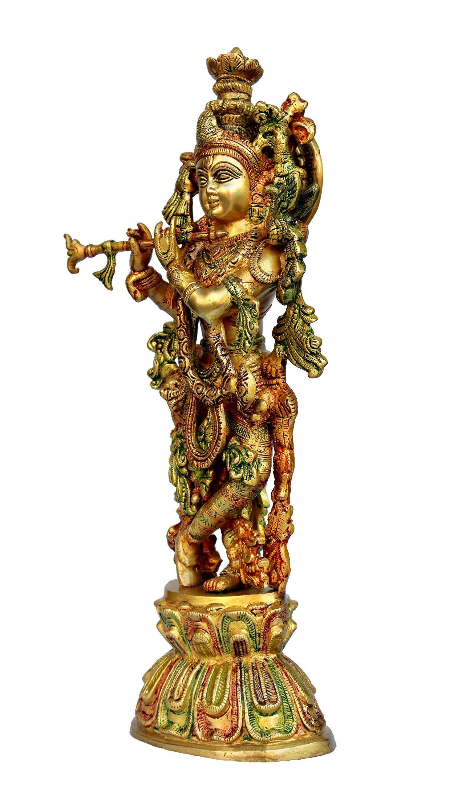 eSplanade Brass Radha Krishna Kishan Murti Idol Statue Sculpture | Pooja Idols | Home Decor (18 Inch)