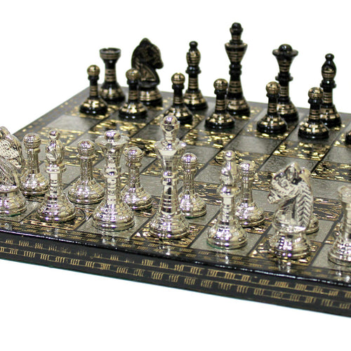 StonKraft Brass Chess Board Game Set with 100% Brass Chess Pieces Chessmen Coins (12