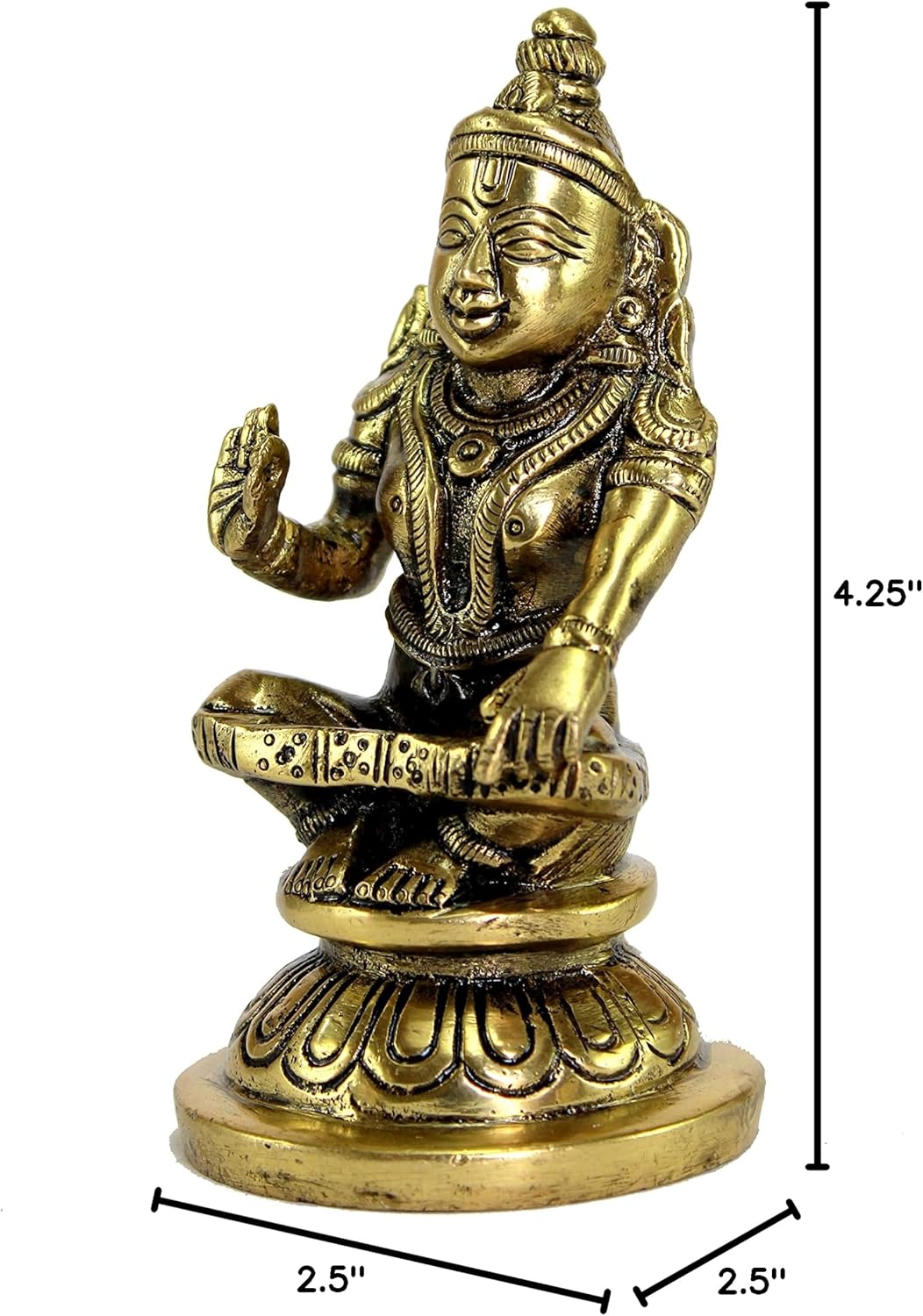ESPLANADE Brass Ayyappa Statue | Aiyyappa Swamy Ayyapan Figurine | Pooja Idols - Home Decor - 4.25" Inches