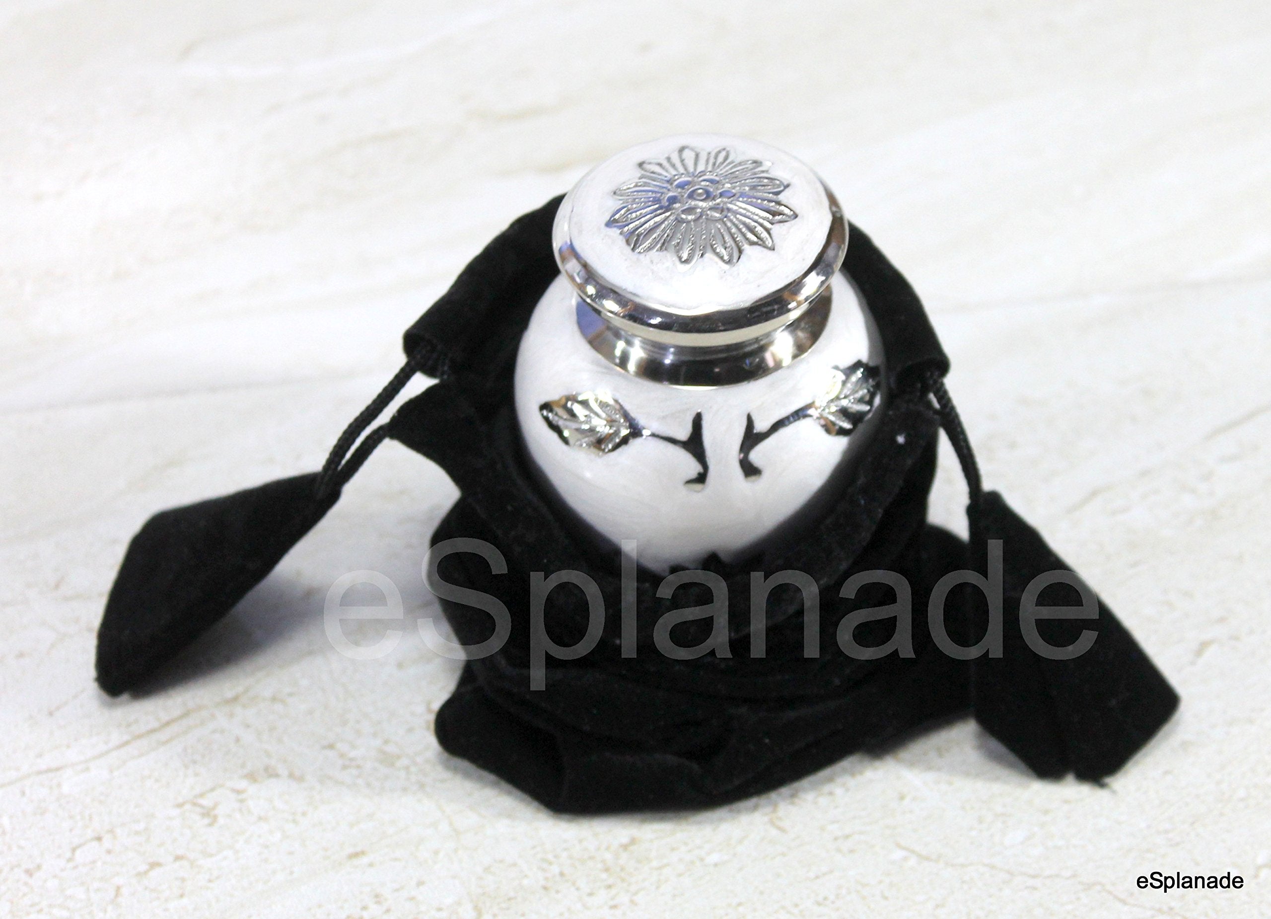 eSplanade Metal Mini Cremation Urn Keepsake Memorial Jar Pot Container | Small Urn for Funeral Ashes Burial | Engraved Metal Keepsake | Navy Blue, Grey, Purple, White  - 3" Inches