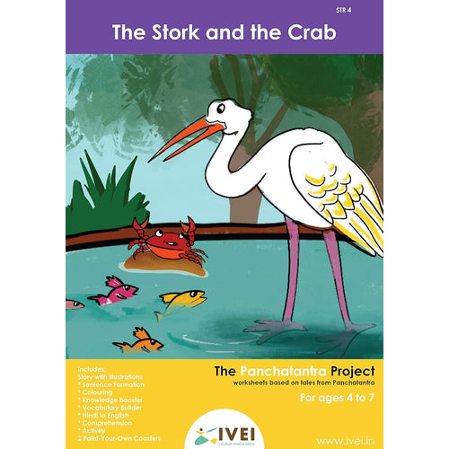 IVEI Panchatantra Kids Learning Book - Workbook and 2 DIY coasters of Panchatantra Story - Colouring Activity Worksheets - Creative Fun Activity and Education For Kids - The Stork and the Crab ( Age 4 to 7 Years )