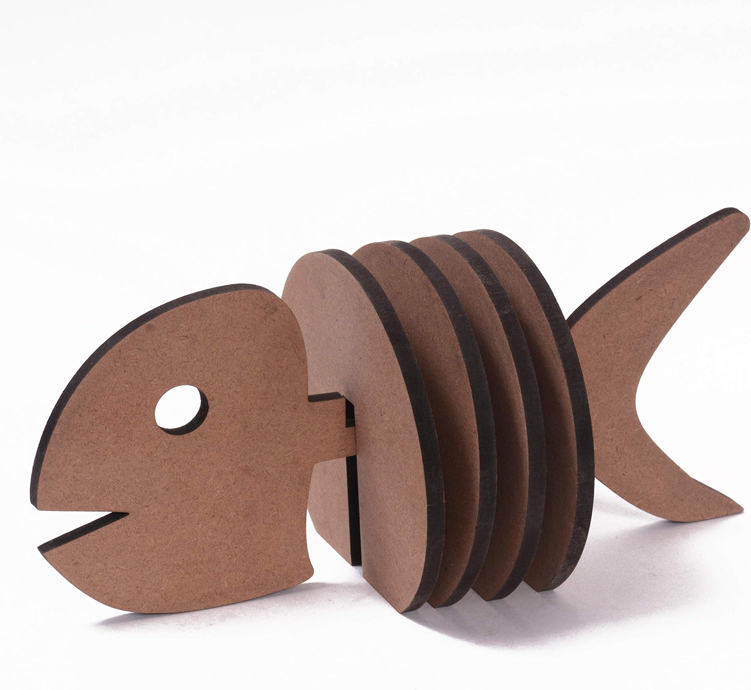 IVEI MDF DIY Coasters with Fish Holder - MDF Plain Wooden Fish Coasters & Holder Blank Cutouts for Painting Wooden Sheet Craft, Decoupage, Resin Art Work & Decoration - Set of 4 (7.5 in X 3.5 in)