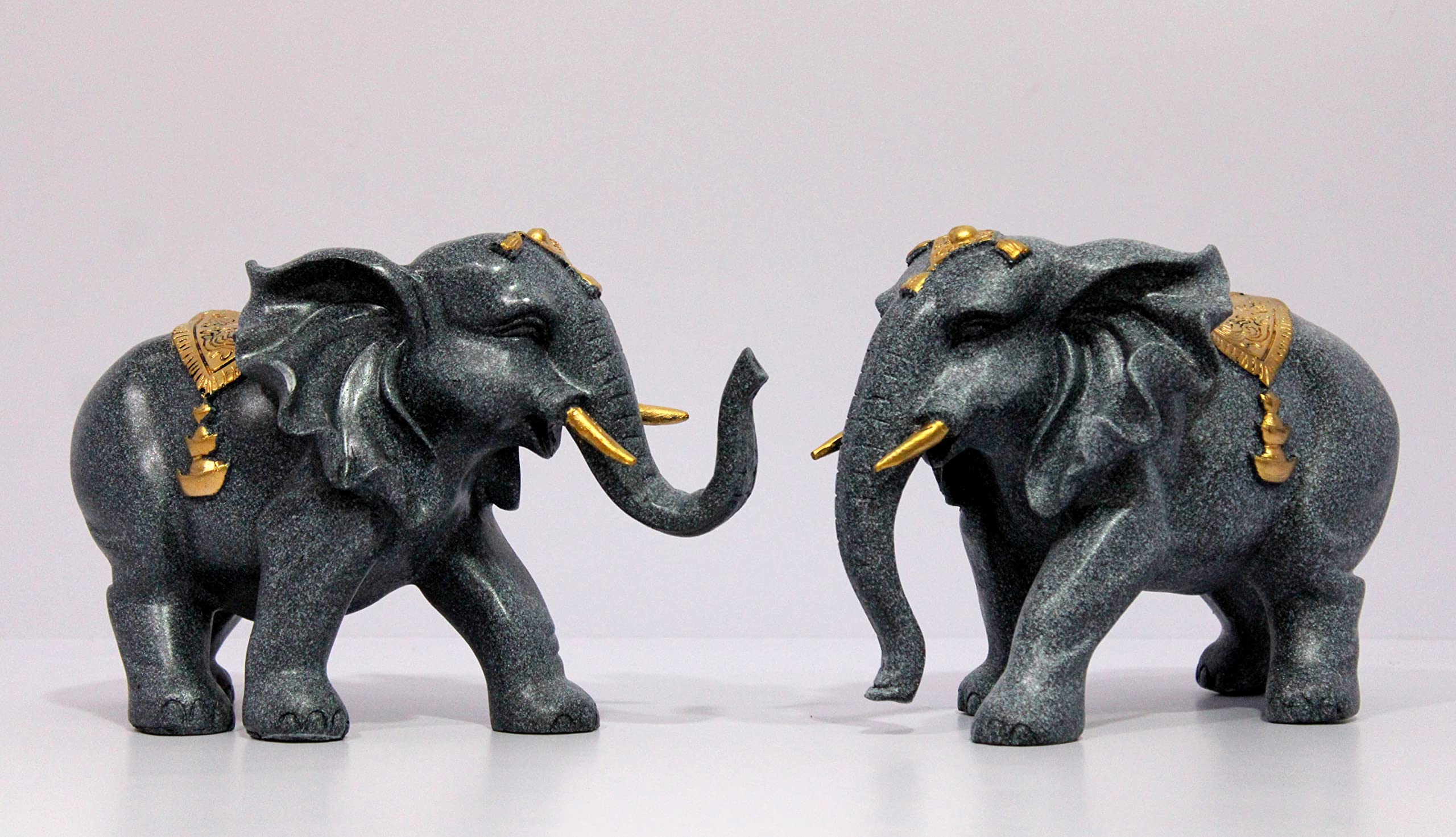 eSplanade Resin Elephant Pair Sculpture or Showpiece Feng Shui Vastu Brings Goodluck Home Decor (1620)