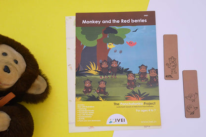 IVEI Panchatantra Story Kids Learning Book - Workbook and 2 DIY Bookmarks - Colouring Worksheets - Creative Fun Activity and Education for Kids - The Monkeys and The Red Berries - Age 4 to 7 Years