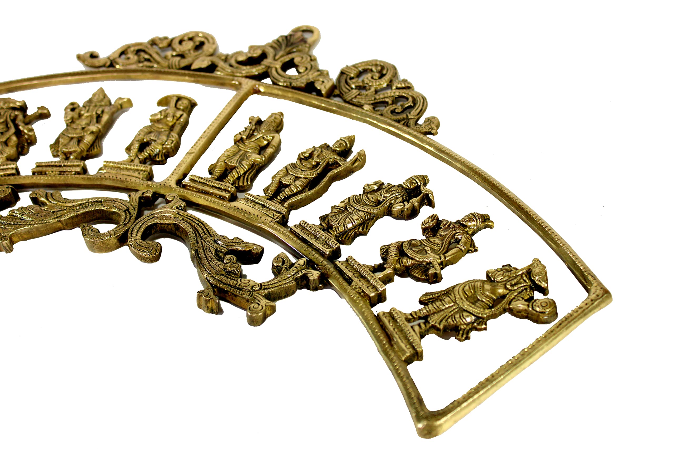 eSplanade - Brass Vishnu Dashavatar Dashavatara Dasavatharam - Ten Incarnations Avtars - Ten Incarnations of Lord Vishnu - Wall Hanging