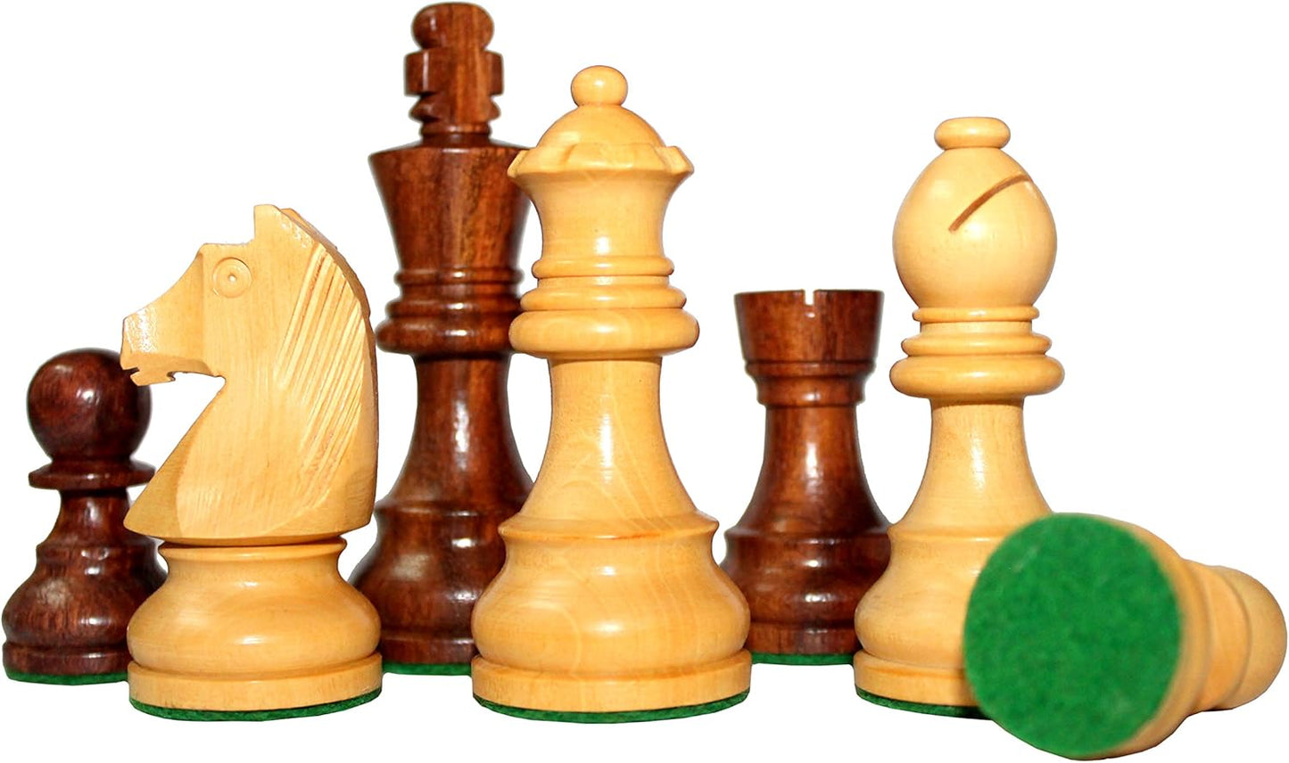 StonKraft Wooden Folding Chess Game Board Set + Wooden Chess Pieces (16" x 16" inches), best gift idea.