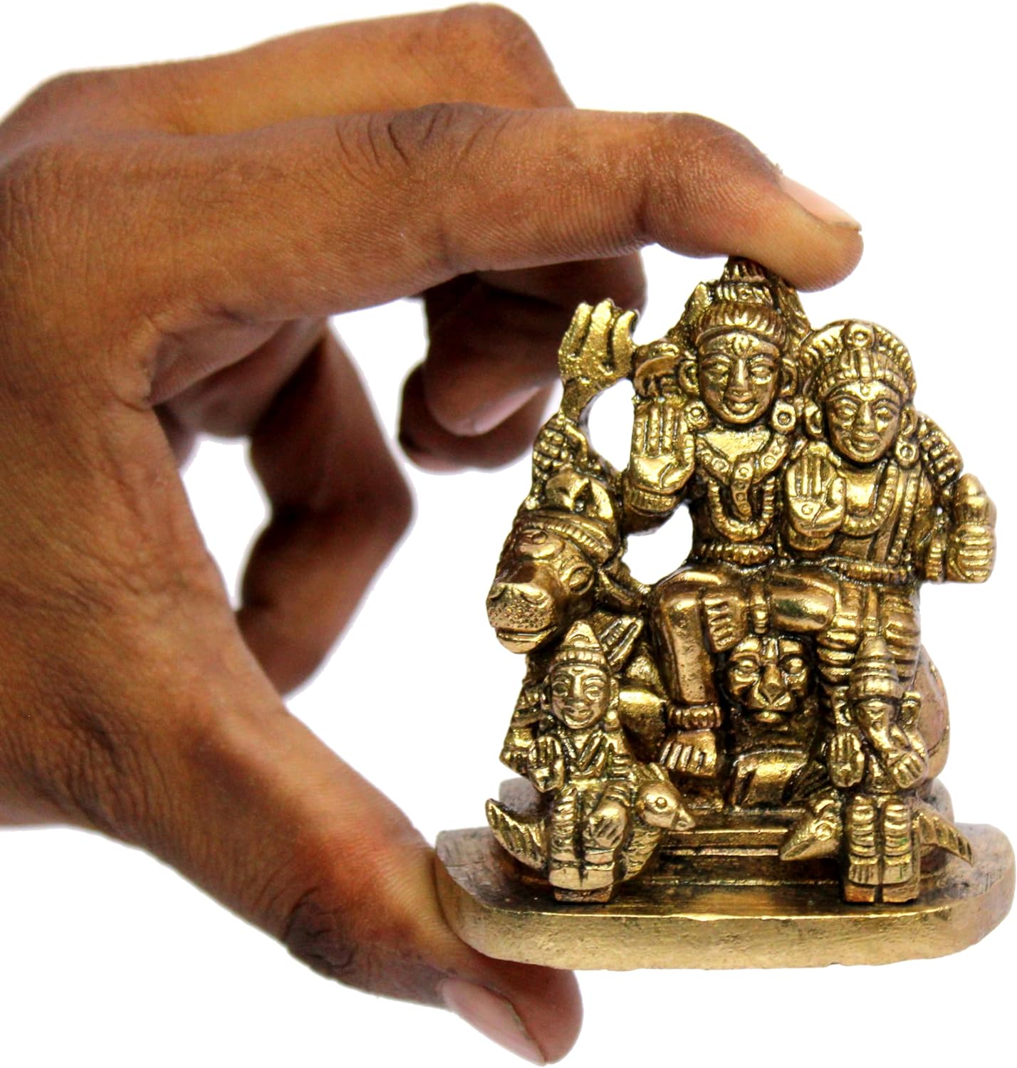 ESPLANADE Brass Shiv Parivar Idol Car Dashboard God Idol for Home for Desk Decor | Antique Decor Item | Home Decor Gift Showpieces