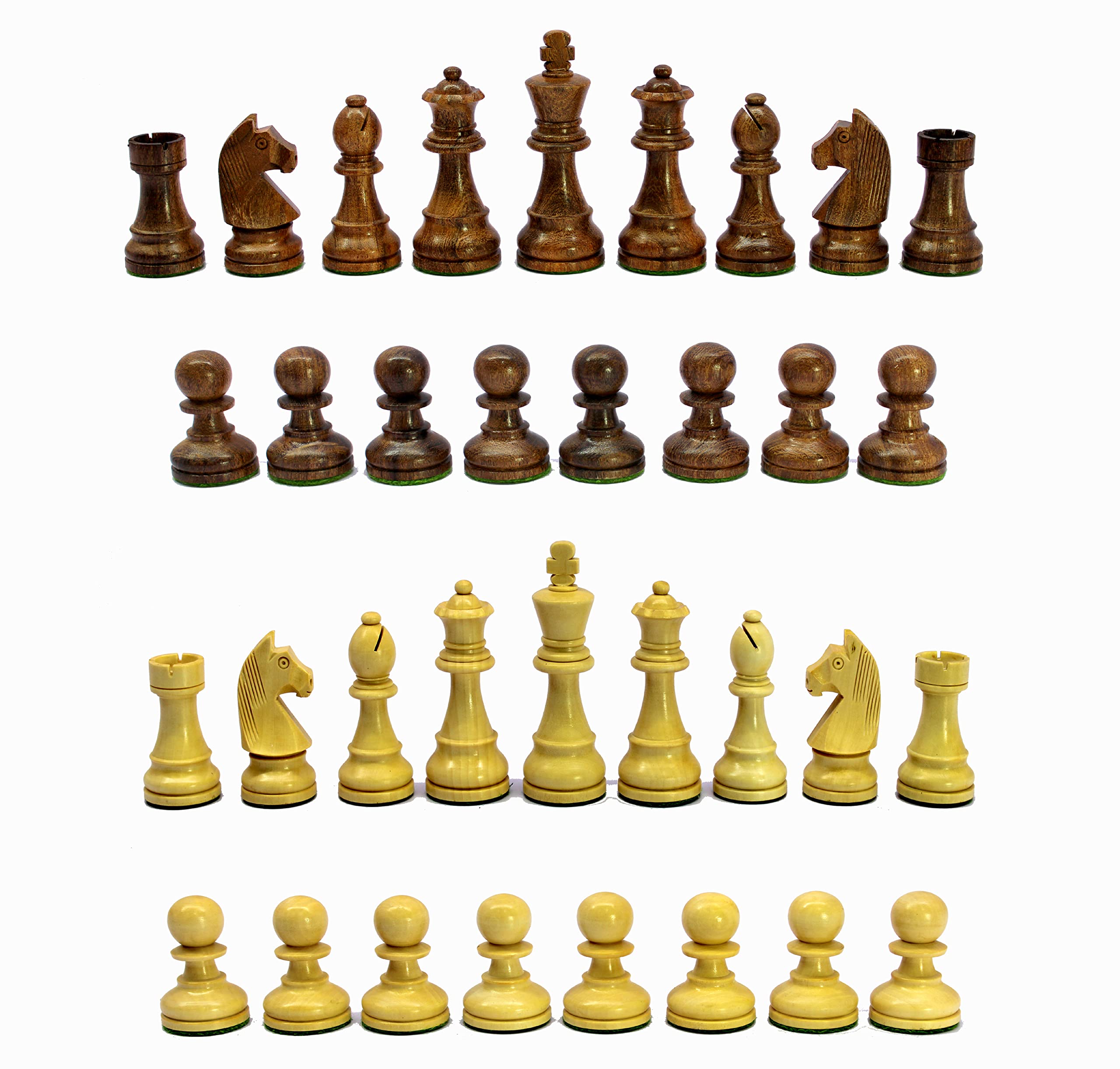 StonKraft - Wooden Chess Pieces Pawn with extra queens Chessmen Figurine Pieces Coins (3.75" King Height)