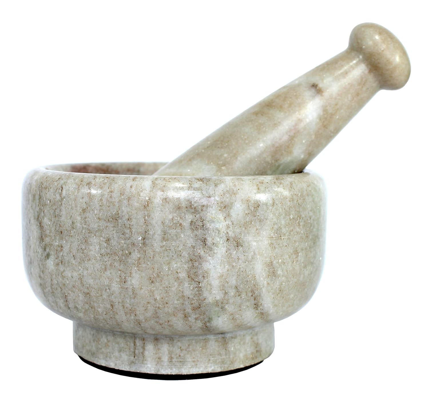 KLEO Marble Stone Mortar and Pestle Set as Okhli Musal Kharad Khallad Spice, Medicine Grinder Masher - 2.5" & 5" Diameter Natural (Beige)