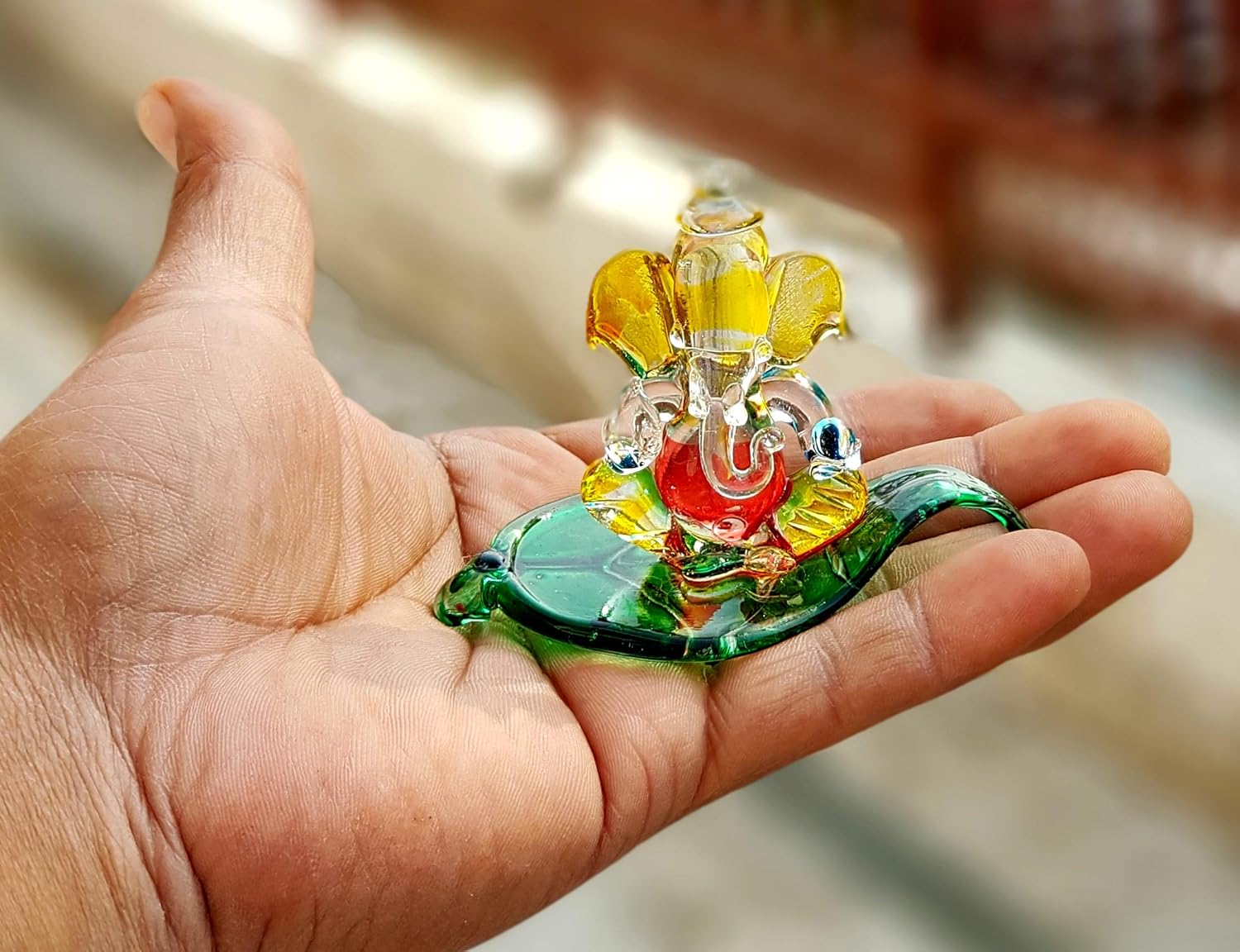 StonKraft Ganesha Ganesh Murti Idol Statue Sculpture (2.5") Car Dashboard Idols | Crystal Glass