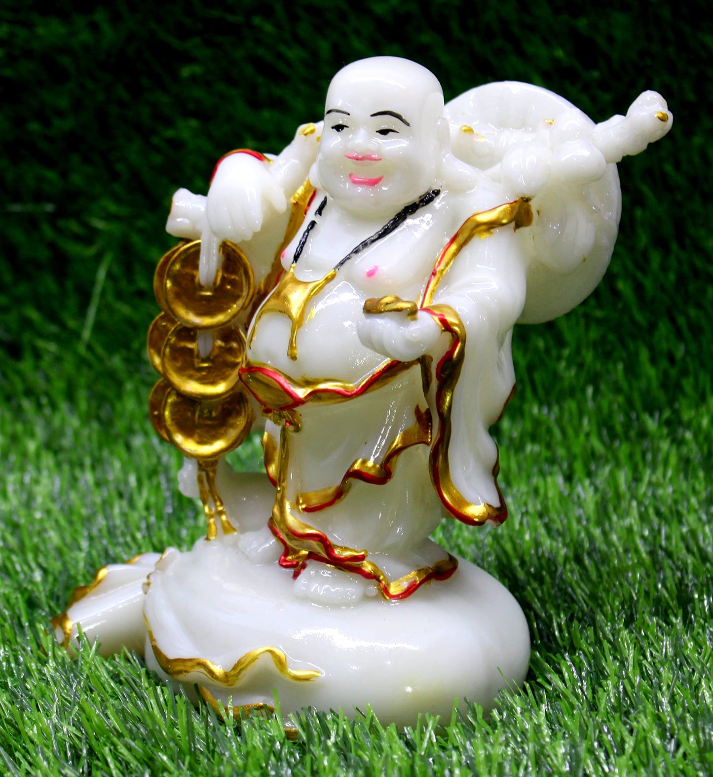 eSplanade Laughing Buddha Statue for Money, Wealth & Good Luck | Resin Home Decor Item for Living Room, Office Table Desk, Shelf | Feng Shui Showpiece, Idol & Figurine | House Warming Gift, 6.5"