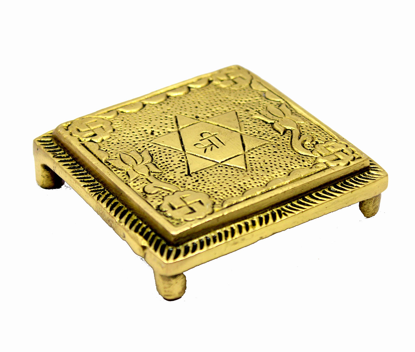 eSplanade Brass Pooja Mandir Chowki God's Stool - Puja Articles - 2.6" Inches (Very Small)