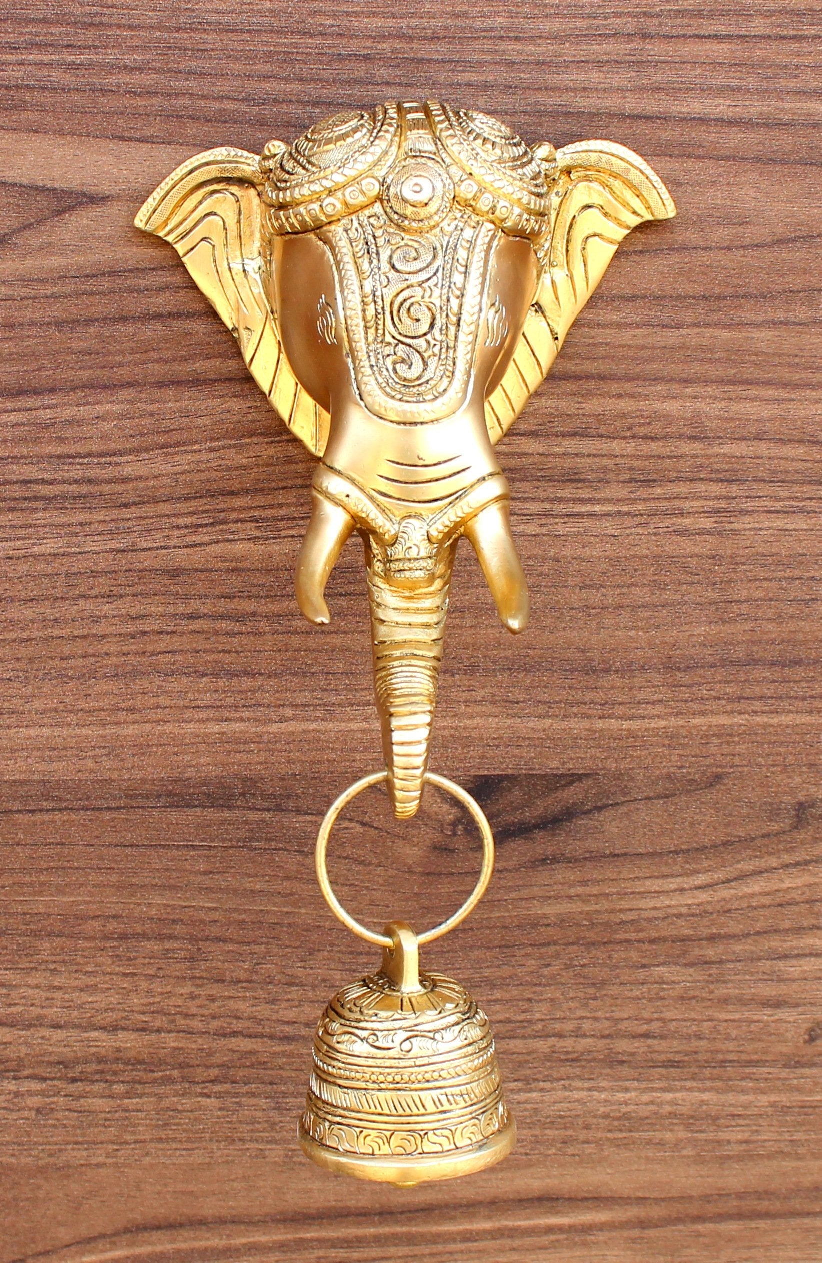 StonKraft - Elephant Face With Ganesha Door Knocker/Door Decor With Brass Bell For Door and Wall Decor