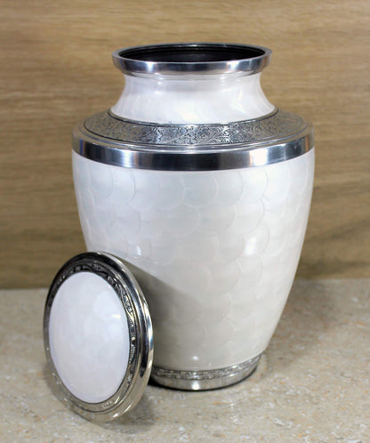 eSplanade Brass Cremation Urn Memorial Jar Pot Container | Full Size Urn for Funeral Ashes Burial | Meenakari Design Metal Urns | Blue - 10" Inches