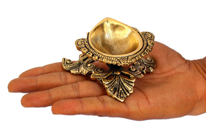 eSplanade Brass Diya Deepam Oil Lamp Kuthu Vilakku | Home Decor | Golden - 3.5" Inches Length