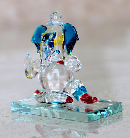 eSplanade Glass Ganesha Idol | Home Decor | Ganpati Ganapati Murti Statue - 2" Inches (Small Size) - Ideal for Car Dashboard