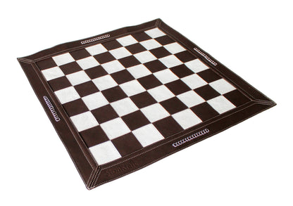 Stonkraft - 19" x 19" - Genuine Suede Leather Chess Board - Black | Roll-up Chess | Tournament Chess