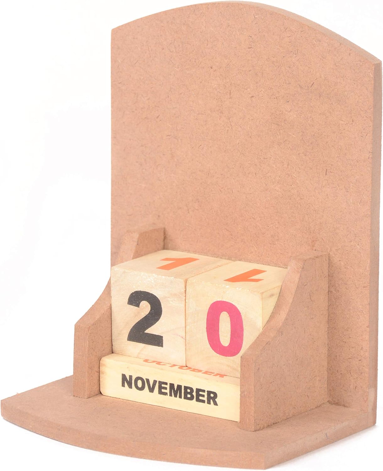 IVEI DIY MDF Perpetual Calendar Wooden Craft - MDF Mini Wooden Calendar - Plain MDF Blank Desk Calendar for Painting Wood Sheet Craft, Decoupage, Resin Artwork & Decoration (Curved, Straight)