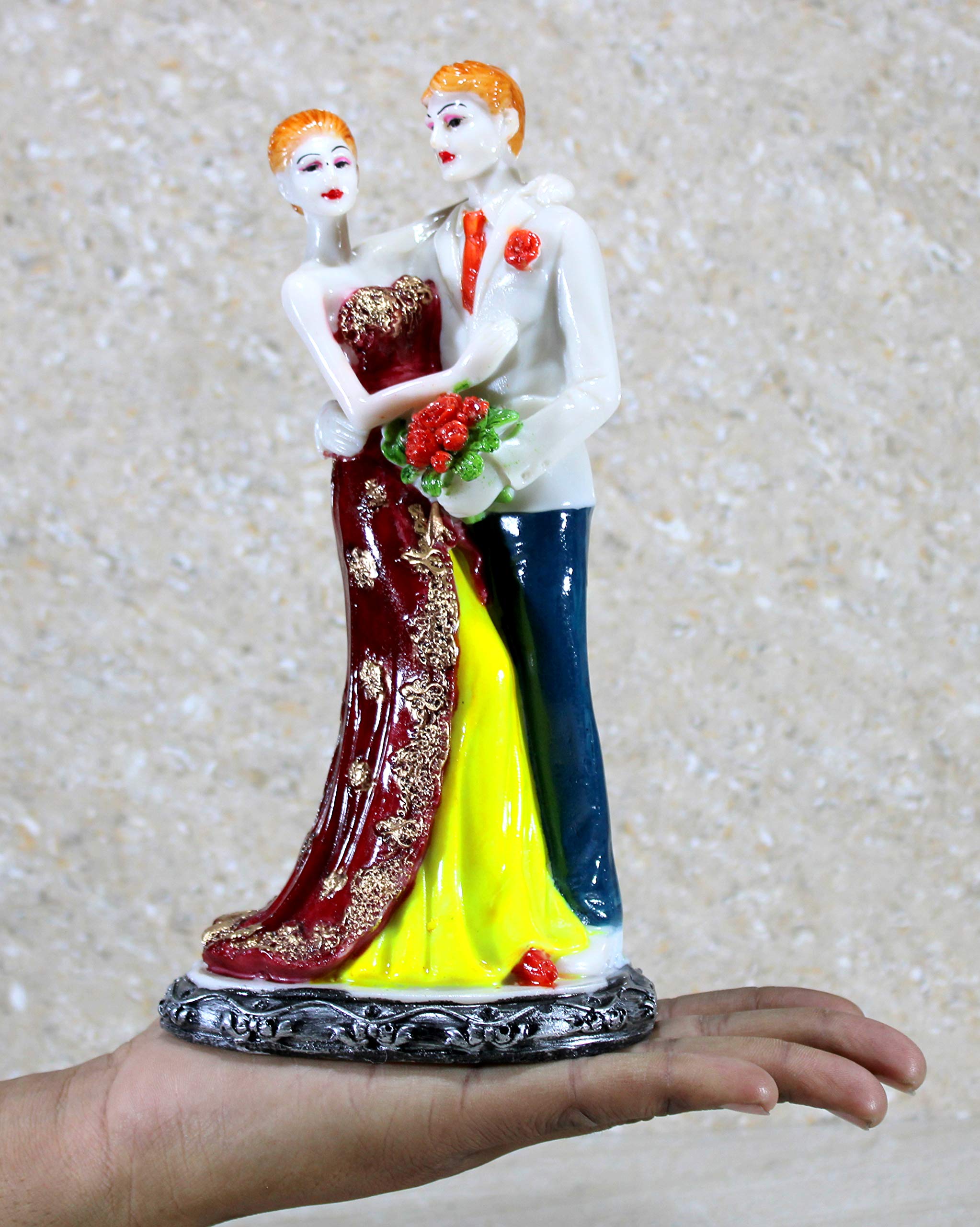 eSplanade Resin Love Couple Face Showpiece Statue Sculpture Figure for Home Decor Valentine Day Gift (Standing Couple 1 & 2)