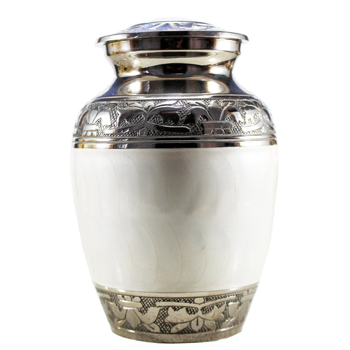 eSplanade Metal Cremation Urn Memorial Jar Pot Container | Medium Size Urn for Funeral Ashes Burial | Engraved Metal Urn