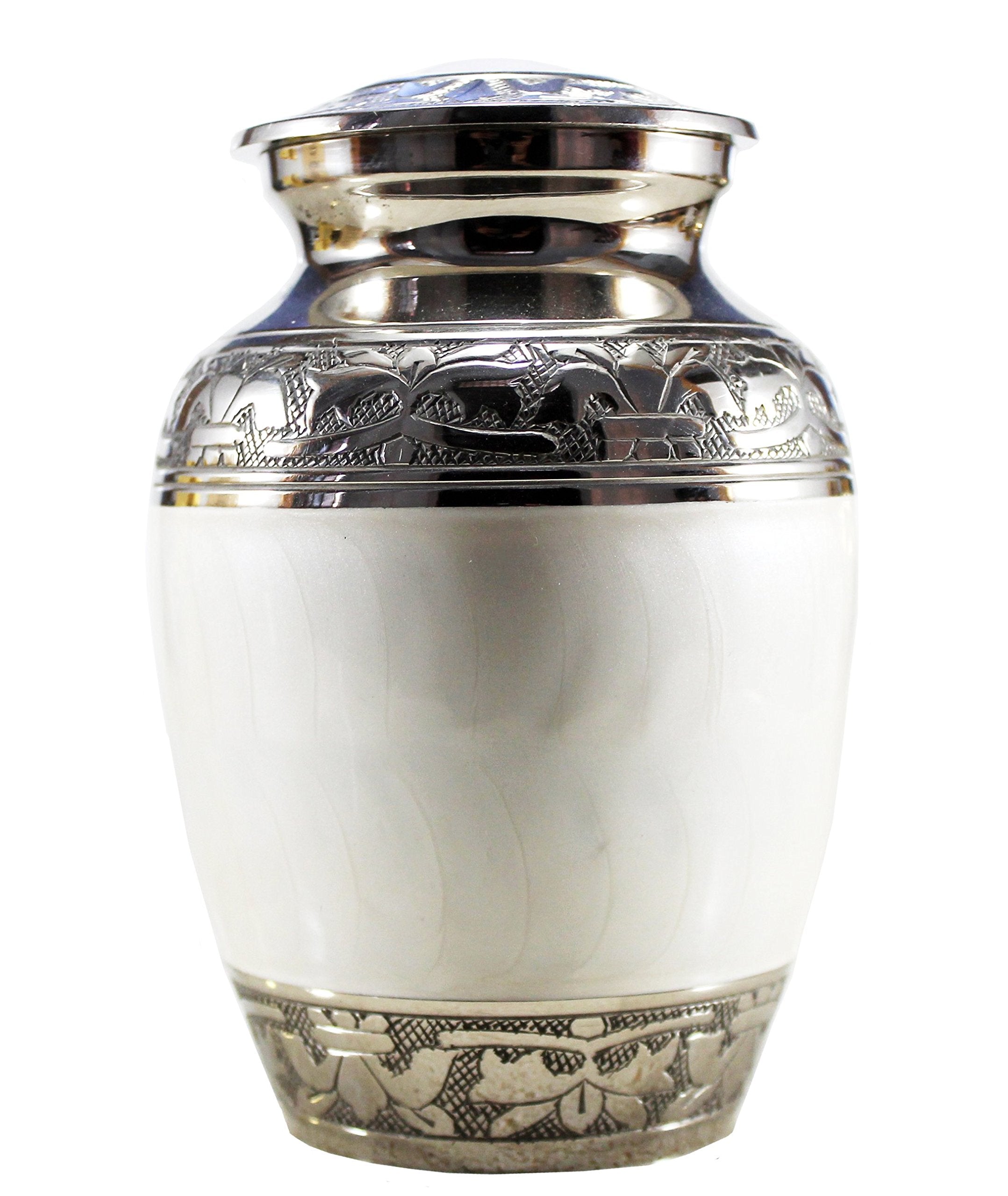 eSplanade Metal Cremation Urn Memorial Jar Pot Container | Medium Size Urn for Funeral Ashes Burial | Engraved Metal Urn