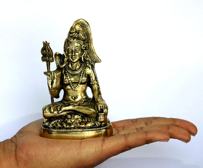 eSplanade 5" Brass Shiva Shiv Adiyogi Natraj Idol Murti Sculpture (Brass Shiva)